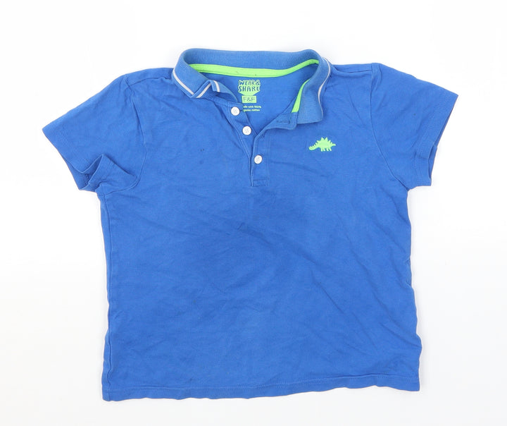 F&F Boys Blue  Cotton Basic Polo Size 6-7 Years Collared