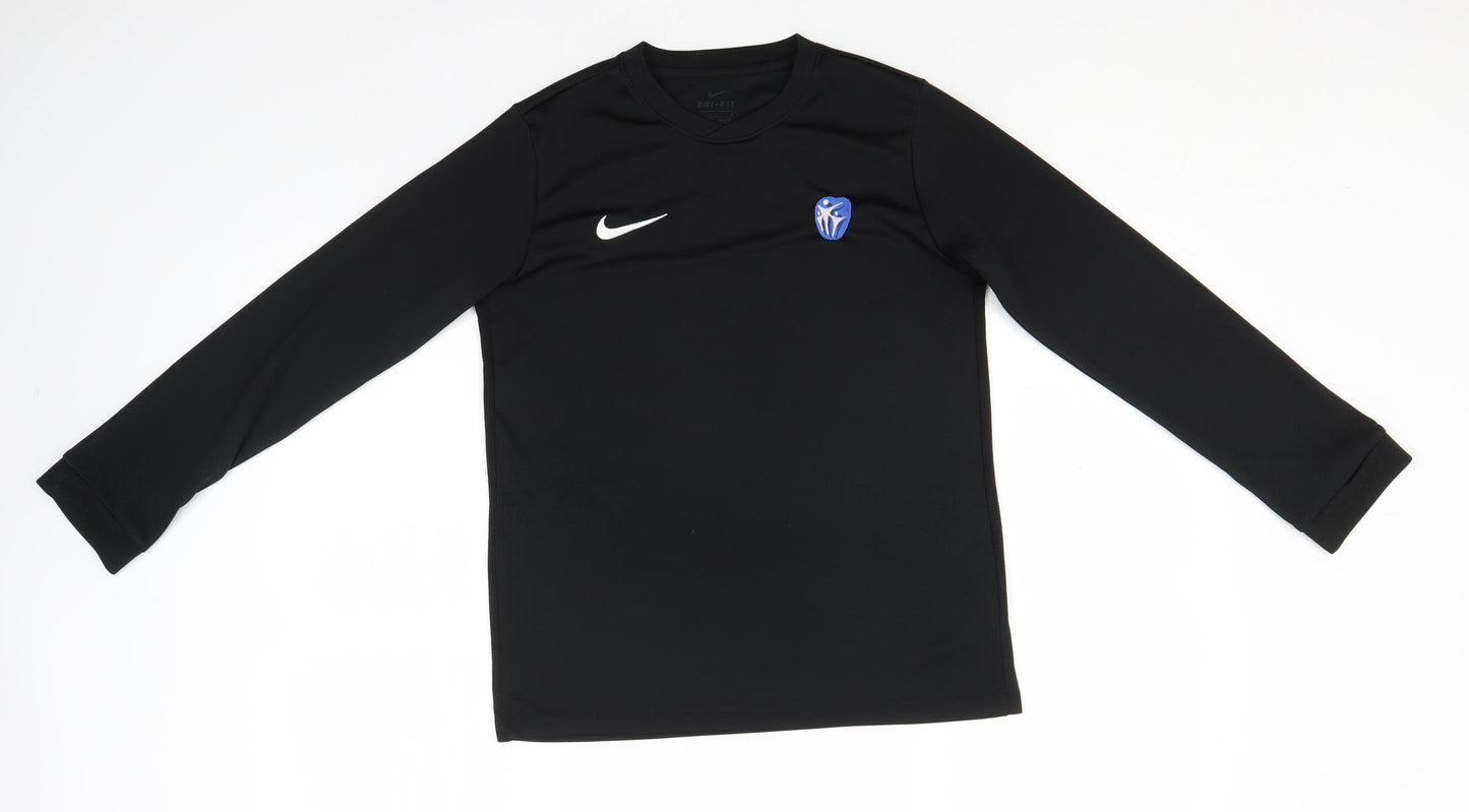 Nike Mens Black  Polyester Basic T-Shirt Size L Round Neck