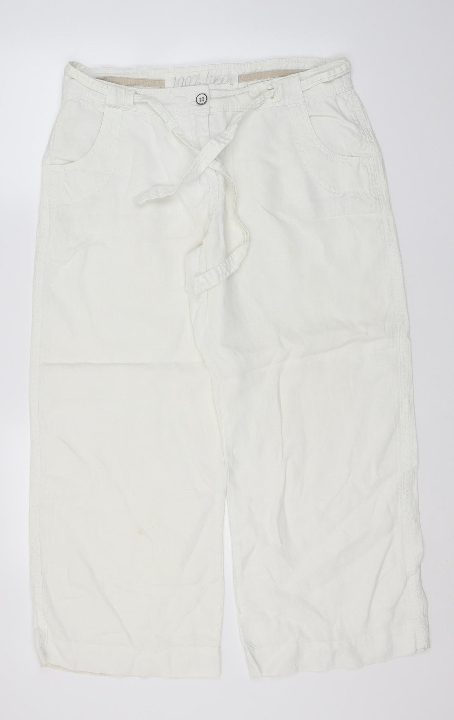George Womens White  Linen Trousers  Size 16 L27 in Regular