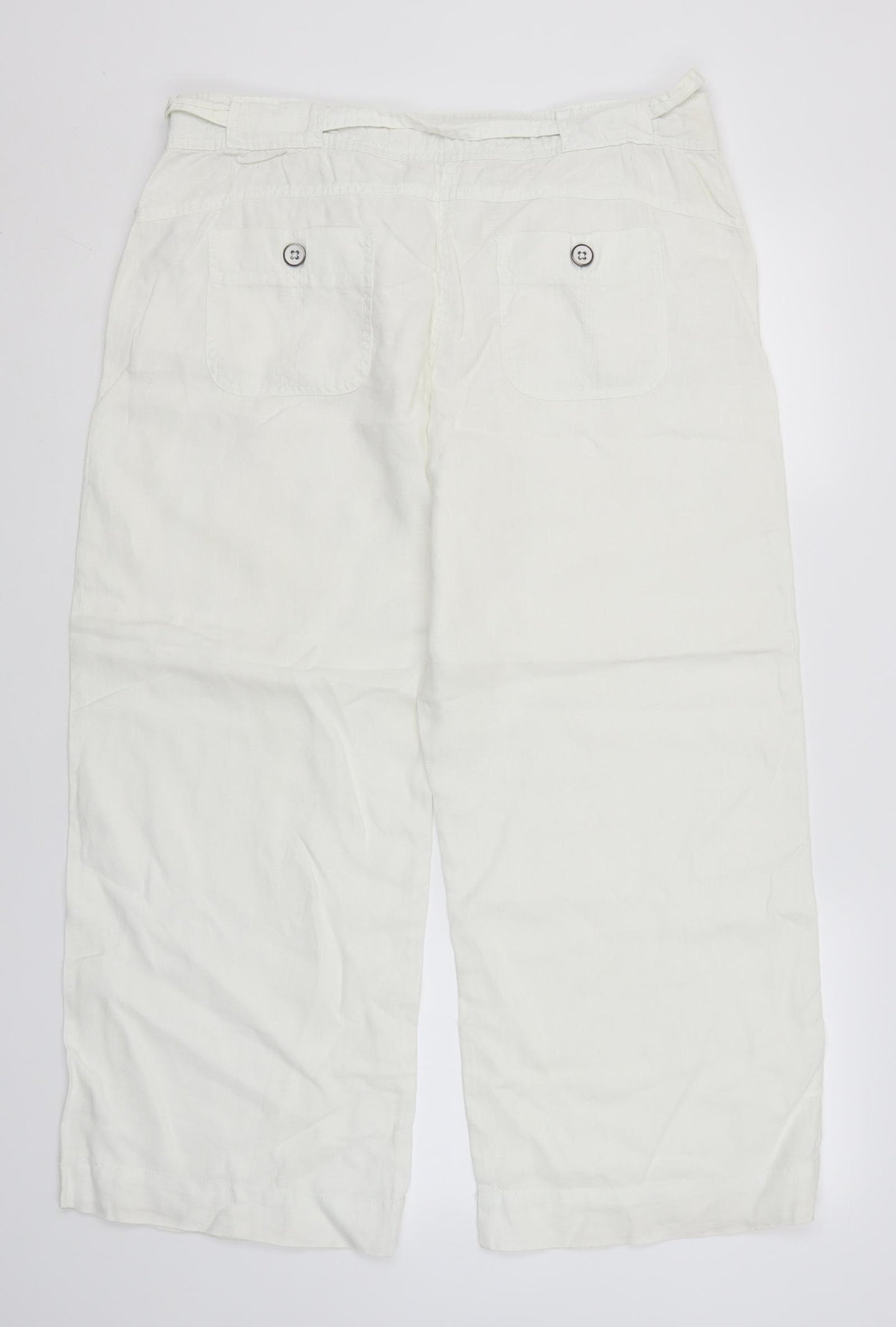George Womens White  Linen Trousers  Size 16 L27 in Regular