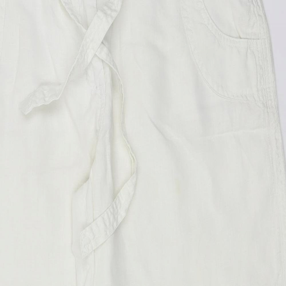 George Womens White  Linen Trousers  Size 16 L27 in Regular