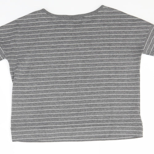 VILA Mens Grey Round Neck Striped Polyester Pullover Jumper Size S