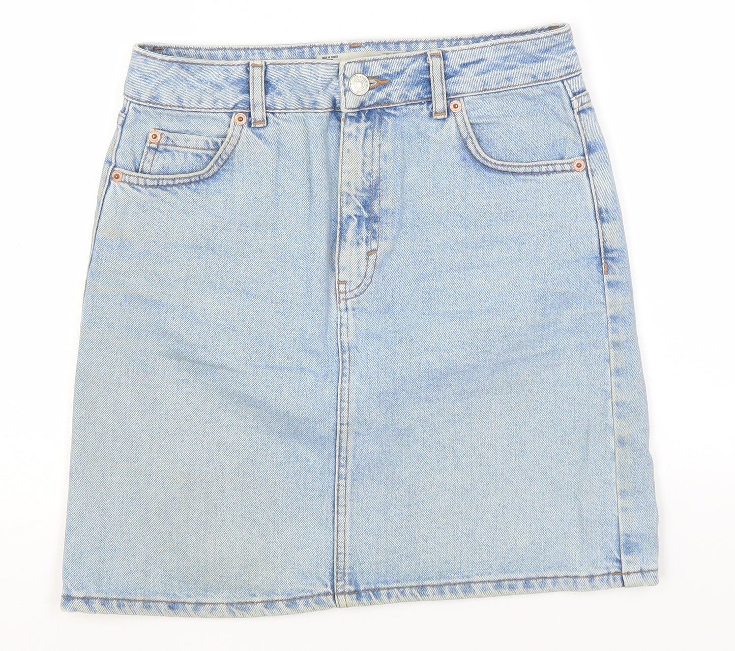 Topshop Womens Blue  Cotton Straight & Pencil Skirt Size 26 in
