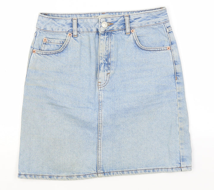 Topshop Womens Blue  Cotton Straight & Pencil Skirt Size 26 in