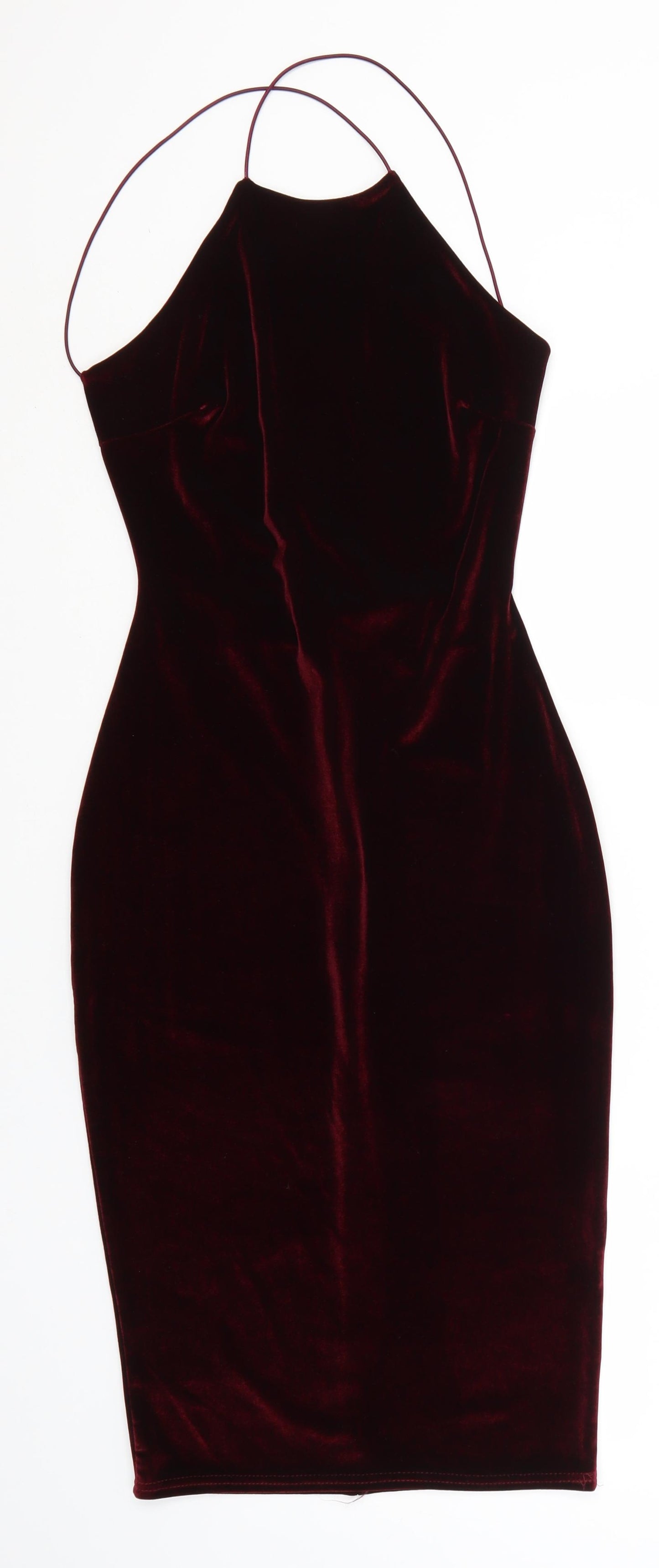 Missguided Womens Red  Polyester Pencil Dress  Size 8  Off the Shoulder