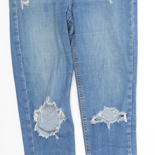 Topshop Womens Blue  Cotton Straight Jeans Size 26 in L24 in Regular