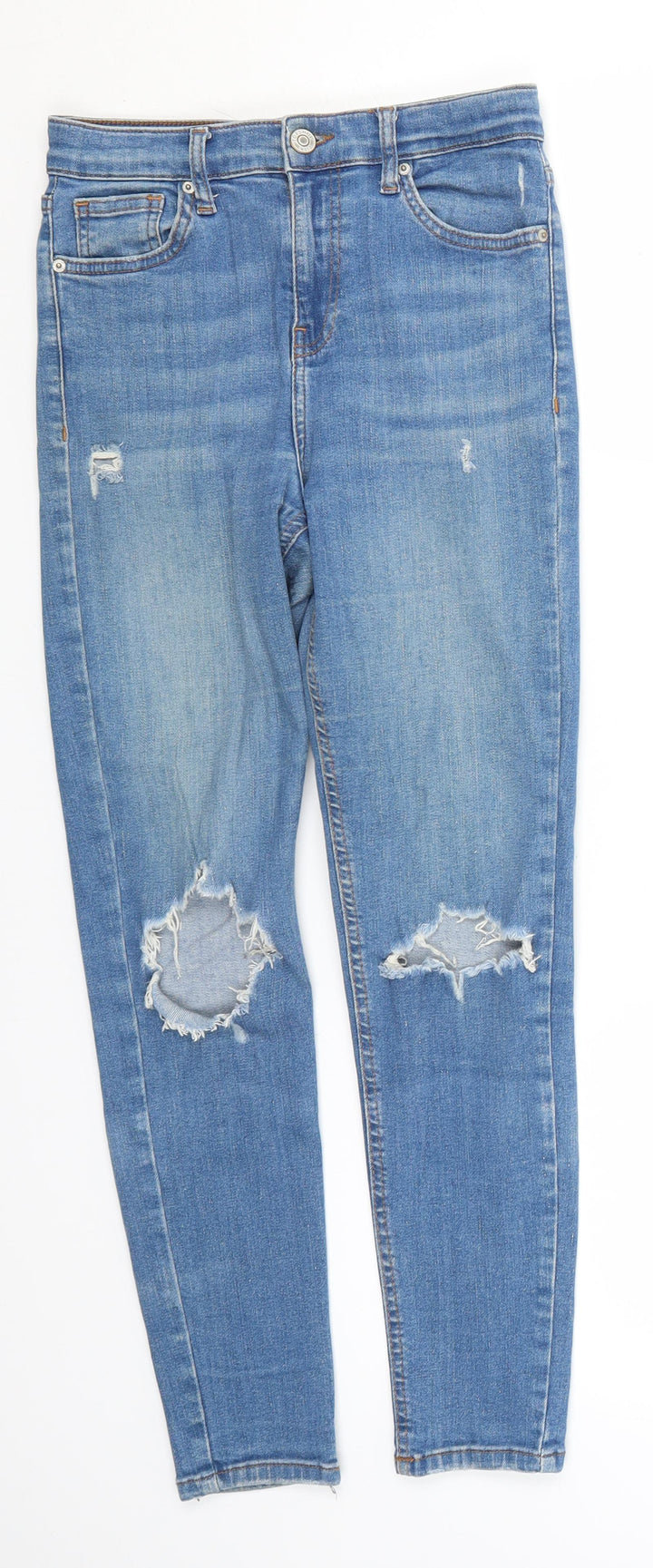 Topshop Womens Blue Cotton Straight Jeans Size 26 in L24 in Regular
