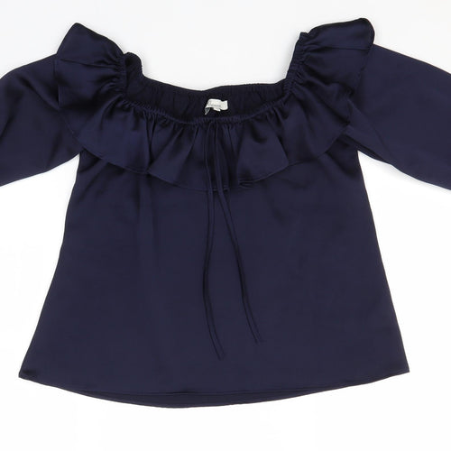 Peacocks Womens Blue  Polyester Basic Blouse Size 10 Boat Neck
