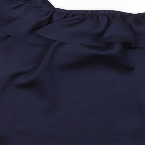 Peacocks Womens Blue  Polyester Basic Blouse Size 10 Boat Neck