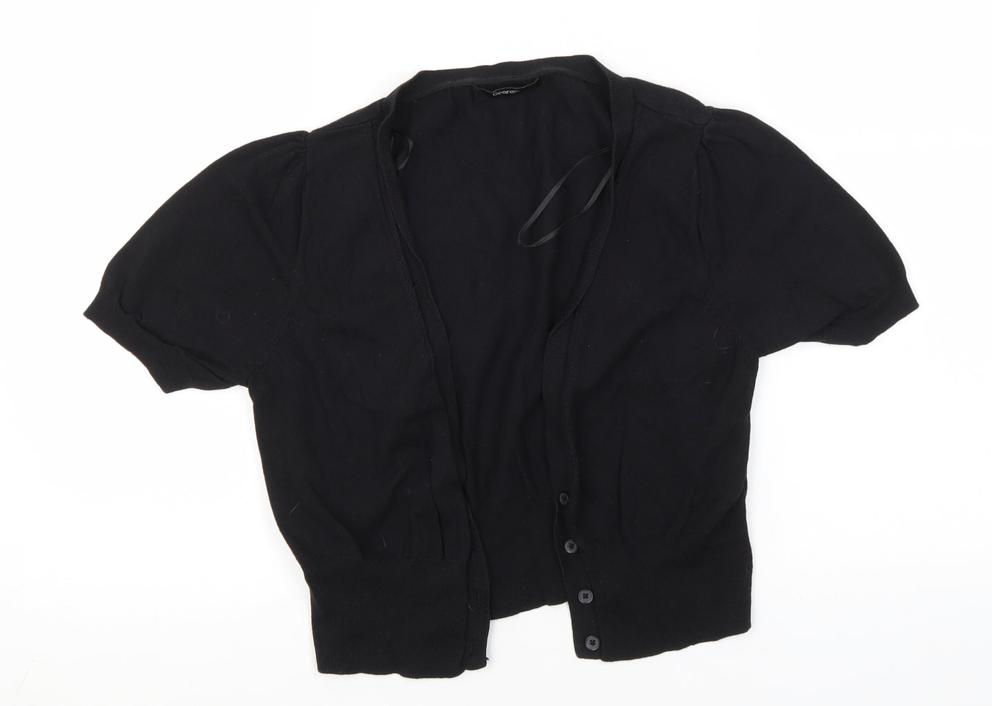 George Womens Black Round Neck  Cotton Cardigan Jumper Size 10
