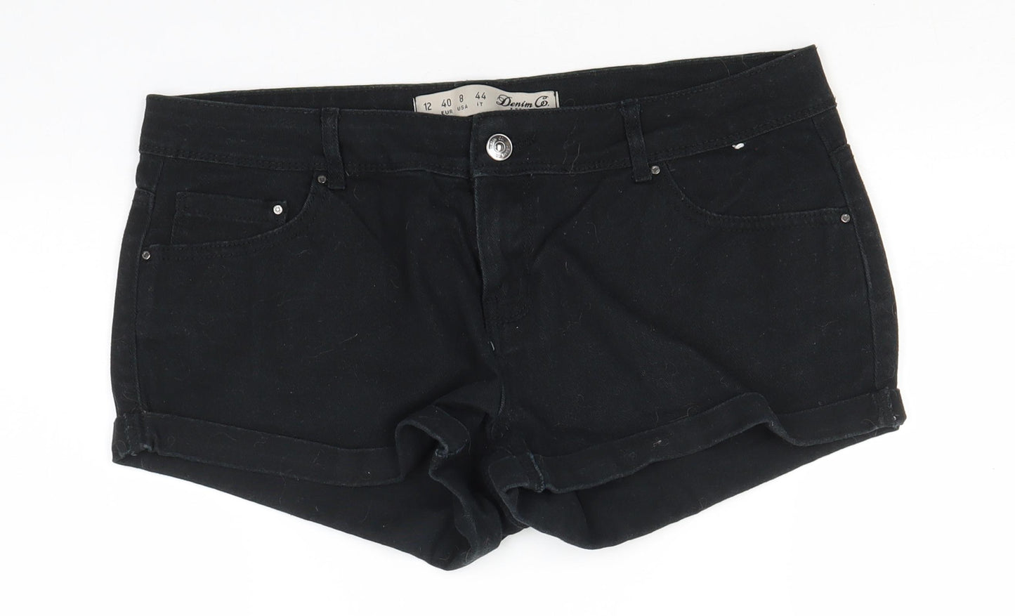 Primark Womens Black  Cotton Cargo Shorts Size 12  Regular