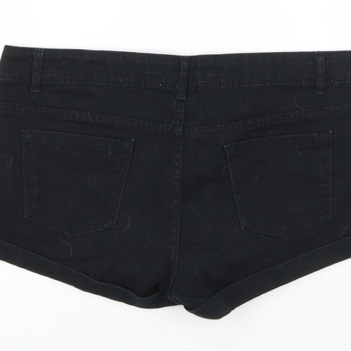 Primark Womens Black  Cotton Cargo Shorts Size 12  Regular