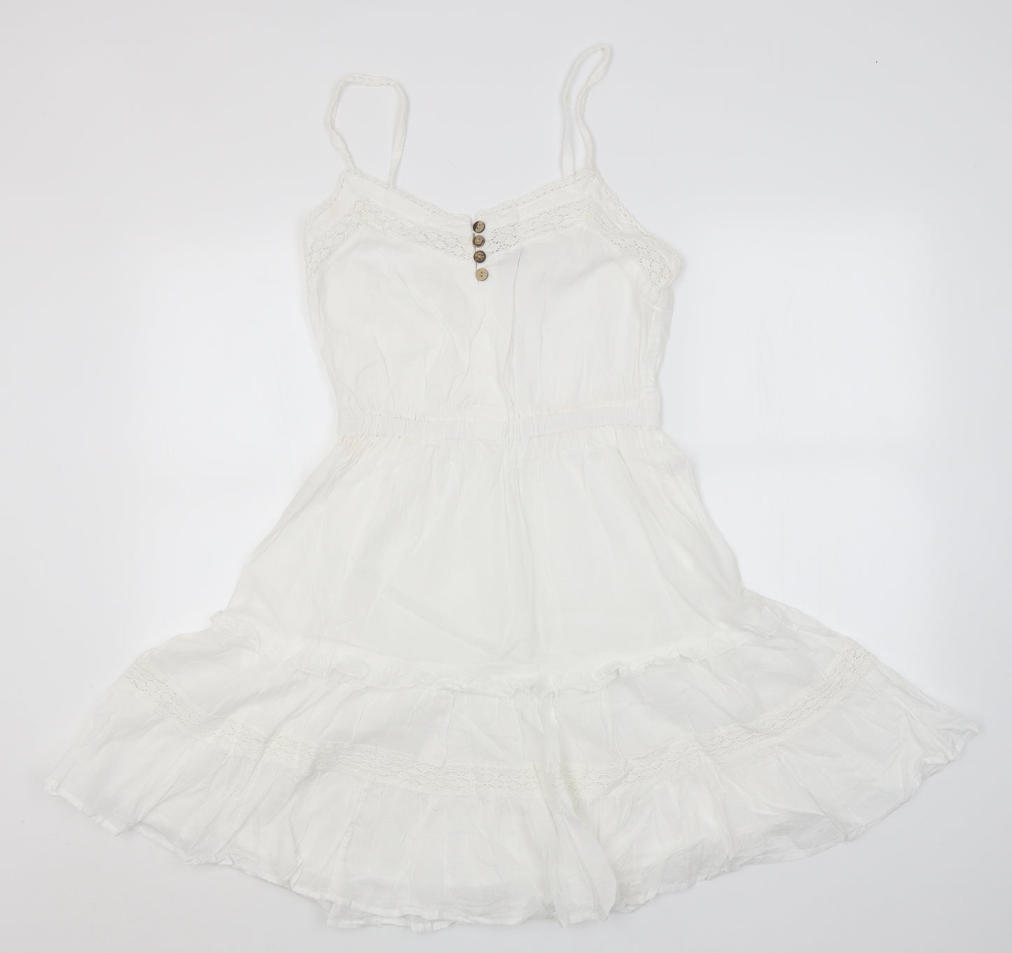Brave Soul Womens White  Cotton A-Line  Size S  Halter
