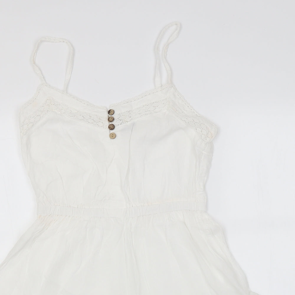 Brave Soul Womens White  Cotton A-Line  Size S  Halter