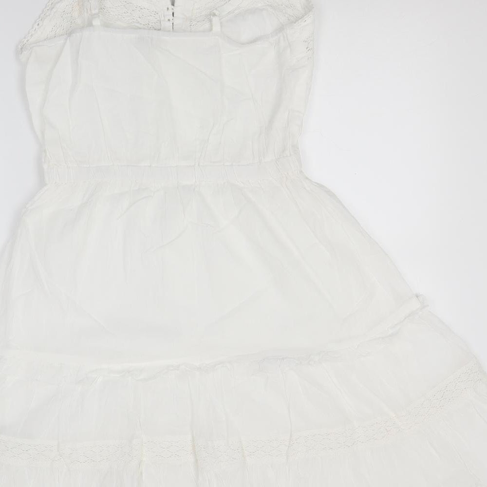 Brave Soul Womens White  Cotton A-Line  Size S  Halter