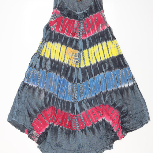 Coline Womens Multicoloured Geometric  A-Line    Round Neck
