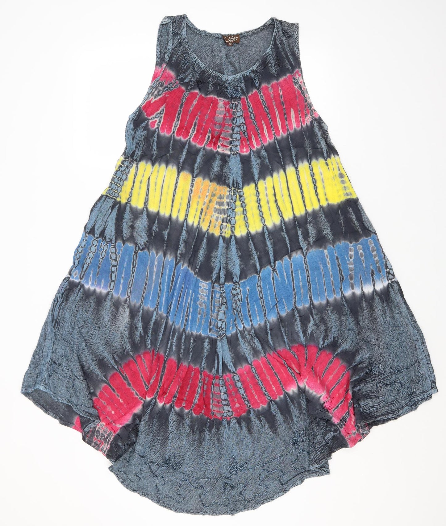 Coline Womens Multicoloured Geometric  A-Line    Round Neck