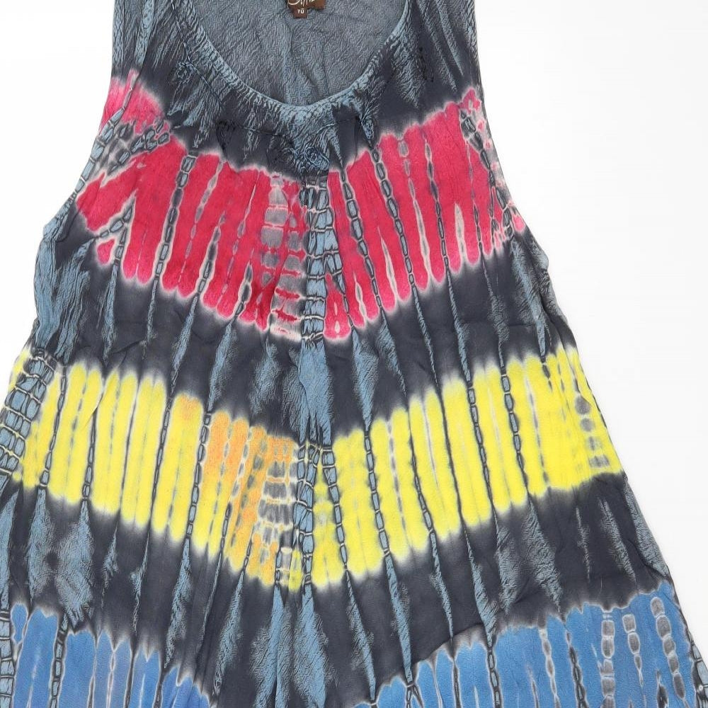 Coline Womens Multicoloured Geometric  A-Line    Round Neck