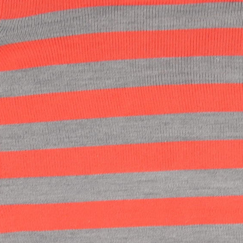 bonprix Womens Red V-Neck Striped Polyester Pullover Jumper Size 12