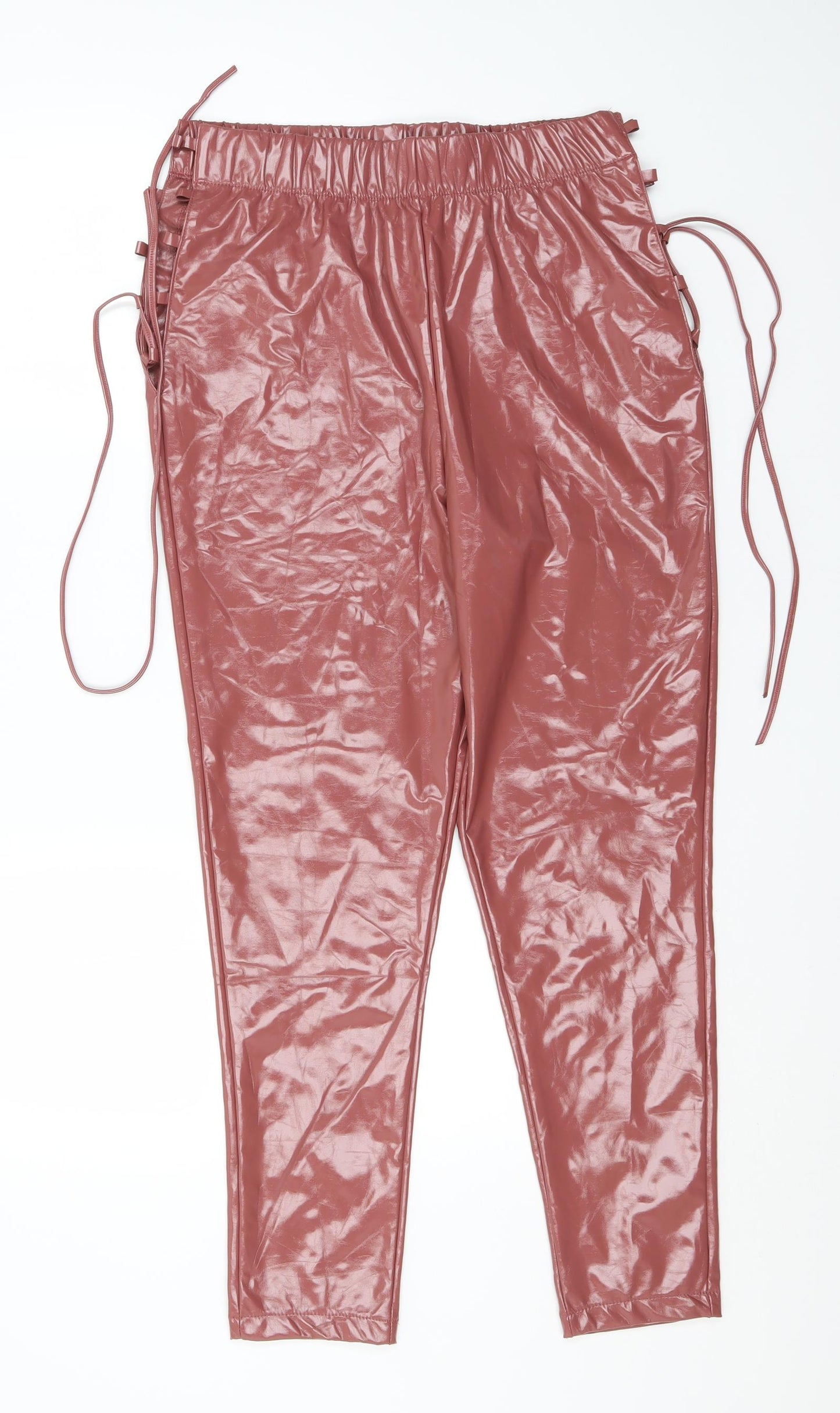 ASOS Womens Brown  Polyurethane Trousers  Size 14 L27 in Regular