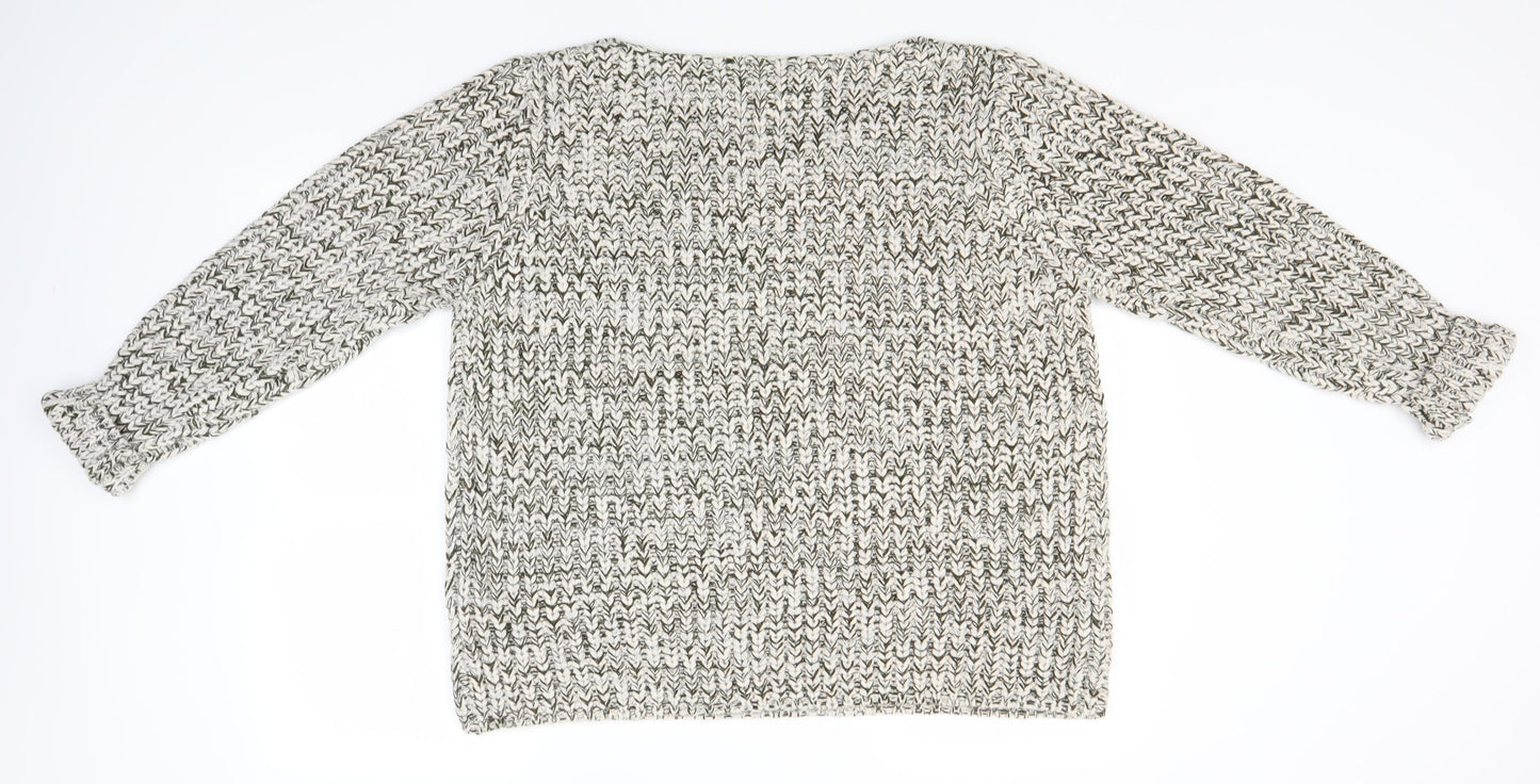 Label Be Womens White Round Neck  Acrylic Pullover Jumper Size 18