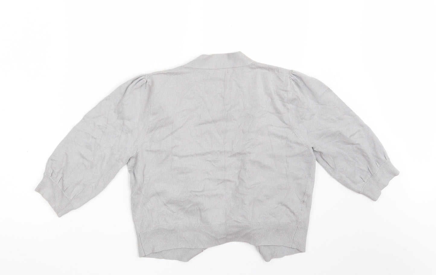 Et Vous Womens Grey V-Neck  Viscose Cardigan Jumper Size 14