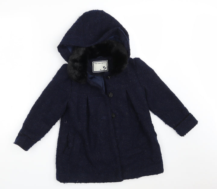 TU Girls Blue   Overcoat Coat Size 4-5 Years  Button