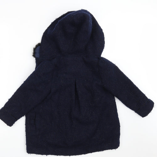 TU Girls Blue   Overcoat Coat Size 4-5 Years  Button