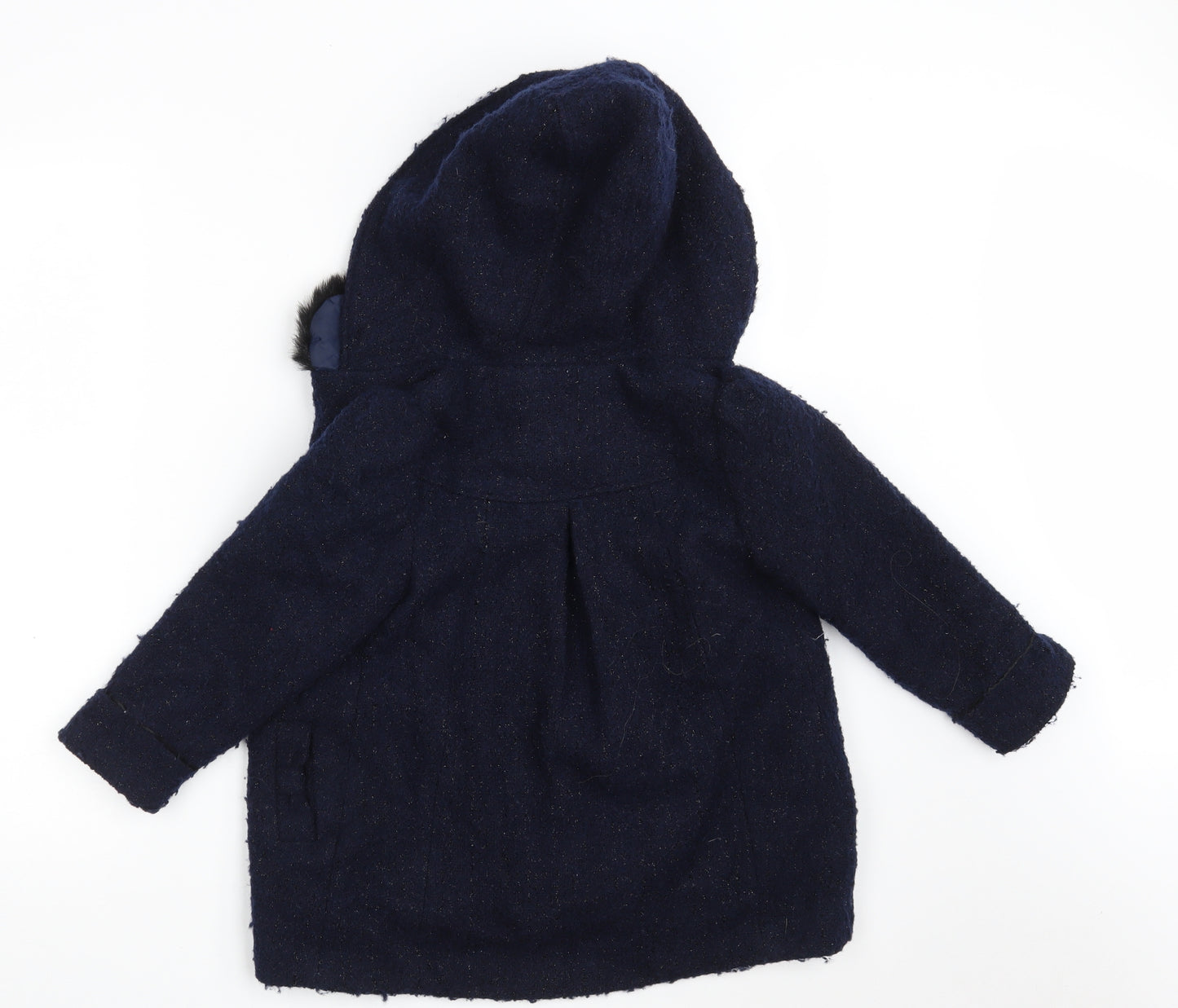 TU Girls Blue   Overcoat Coat Size 4-5 Years  Button