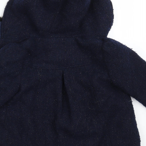 TU Girls Blue   Overcoat Coat Size 4-5 Years  Button