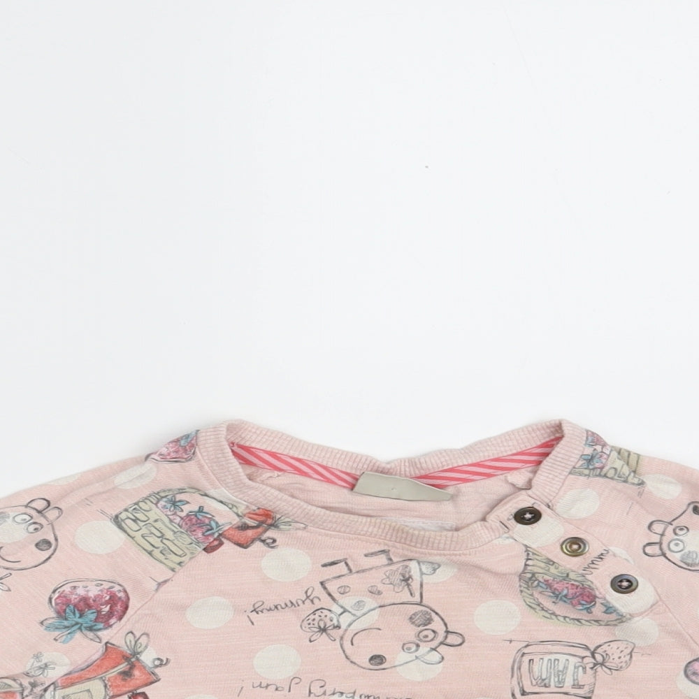 NEXT Girls Pink Floral 100% Cotton Pullover Sweatshirt Size 3-4 Years