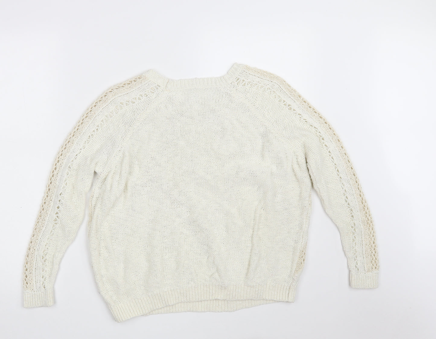 River Island Womens Ivory Round Neck Argyle/Diamond Cotton Pullover Jumper Size 6