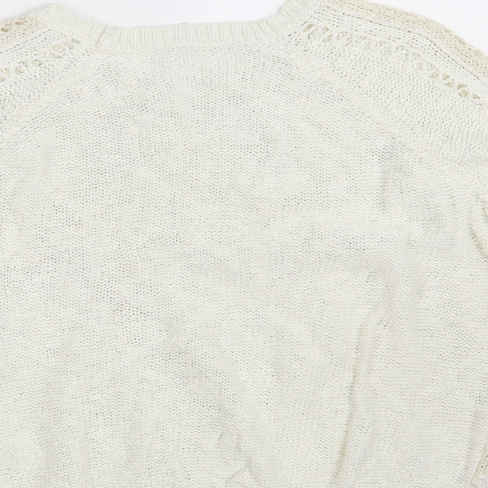 River Island Womens Ivory Round Neck Argyle/Diamond Cotton Pullover Jumper Size 6