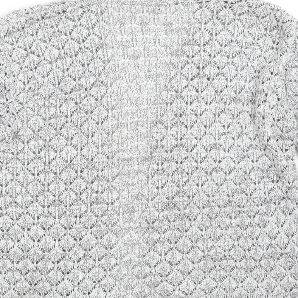 CHIC Womens Grey V-Neck  Cotton Wrap Jumper Size L