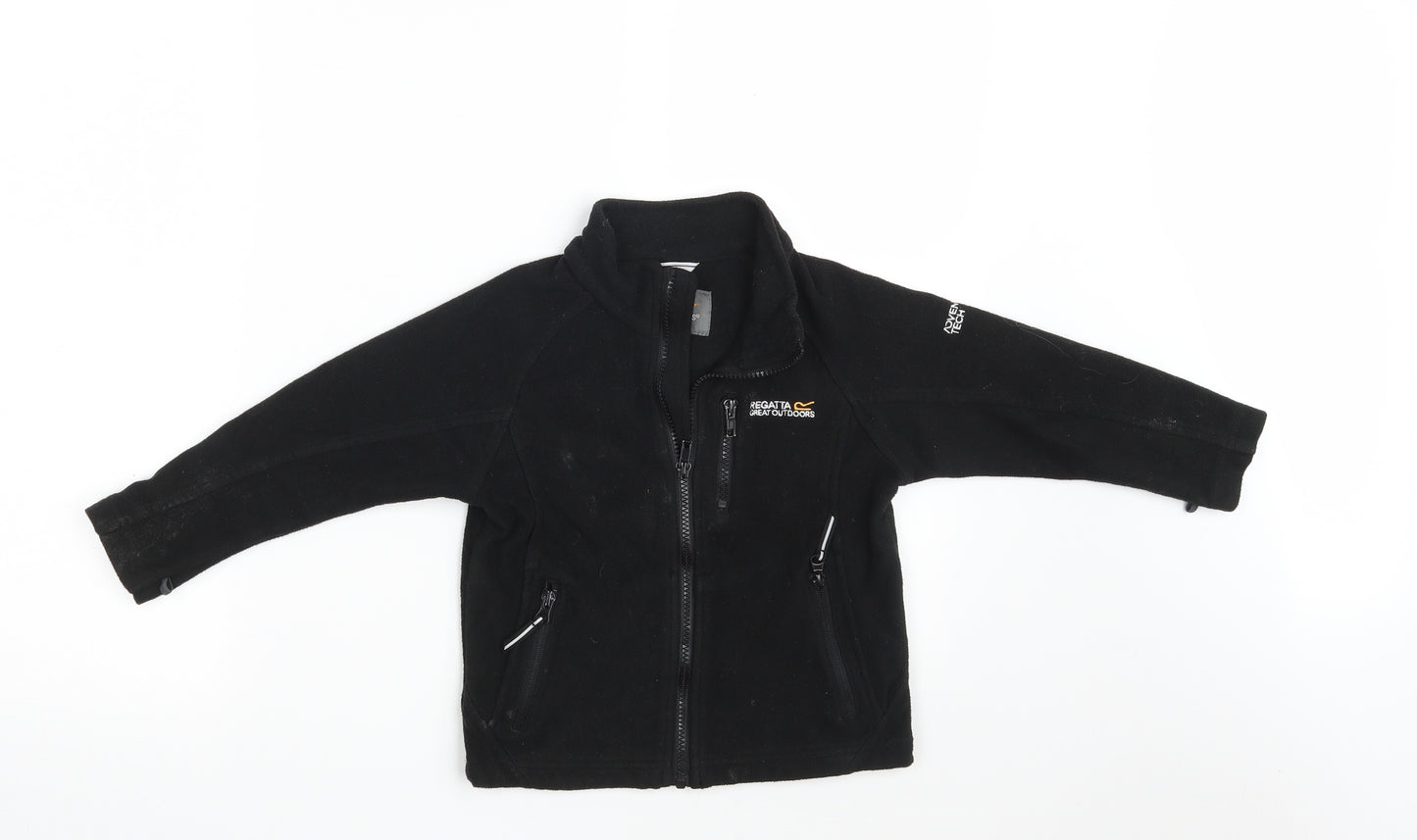 Regatta Girls Black Collared  100% Polyester Full Zip Jumper Size 3-4 Years  Zip