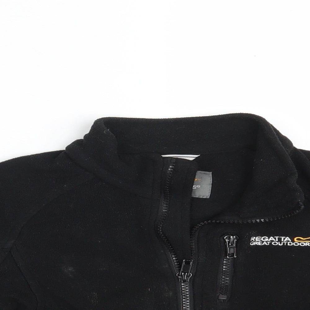 Regatta Girls Black Collared  100% Polyester Full Zip Jumper Size 3-4 Years  Zip