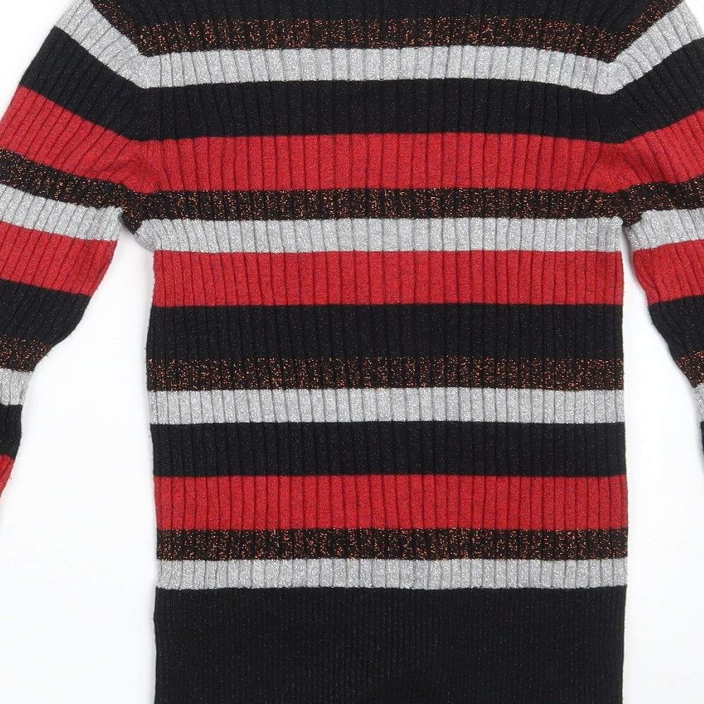 TU Womens Multicoloured Round Neck Striped Viscose Pullover Jumper Size 8