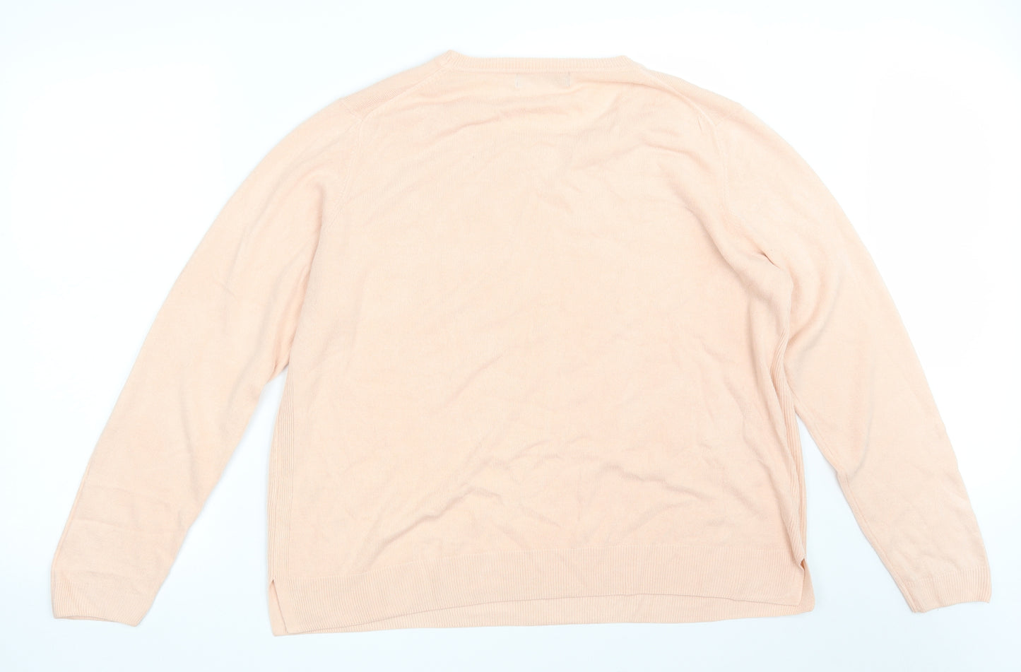 M&S Womens Pink Round Neck  Acrylic Pullover Jumper Size 20