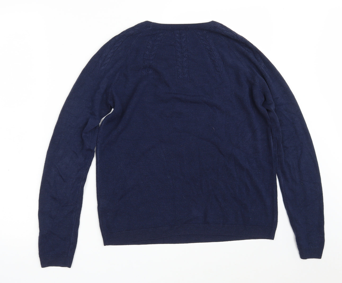 TU Womens Blue Round Neck  Acrylic Pullover Jumper Size 12