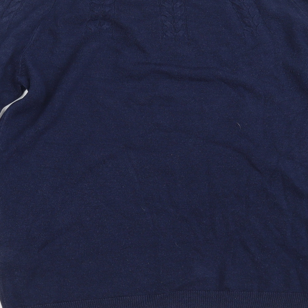 TU Womens Blue Round Neck  Acrylic Pullover Jumper Size 12