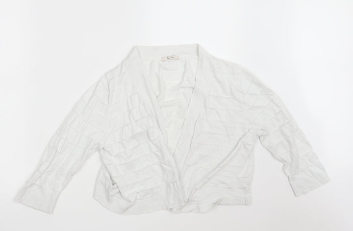 TU Womens White V-Neck Cotton Wrap Jumper Size 16 - Cropped