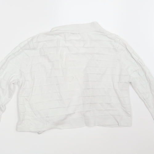 TU Womens White V-Neck  Cotton Wrap Jumper Size 16   - Cropped