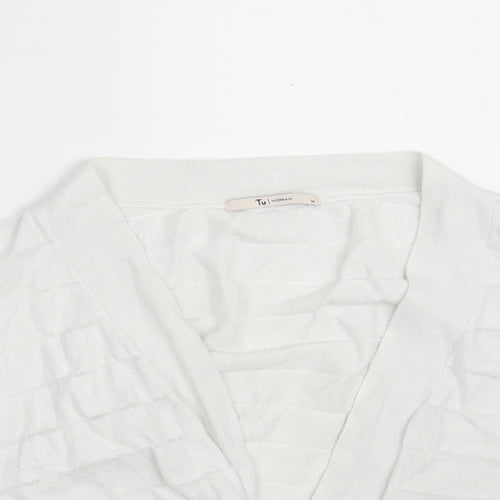 TU Womens White V-Neck  Cotton Wrap Jumper Size 16   - Cropped