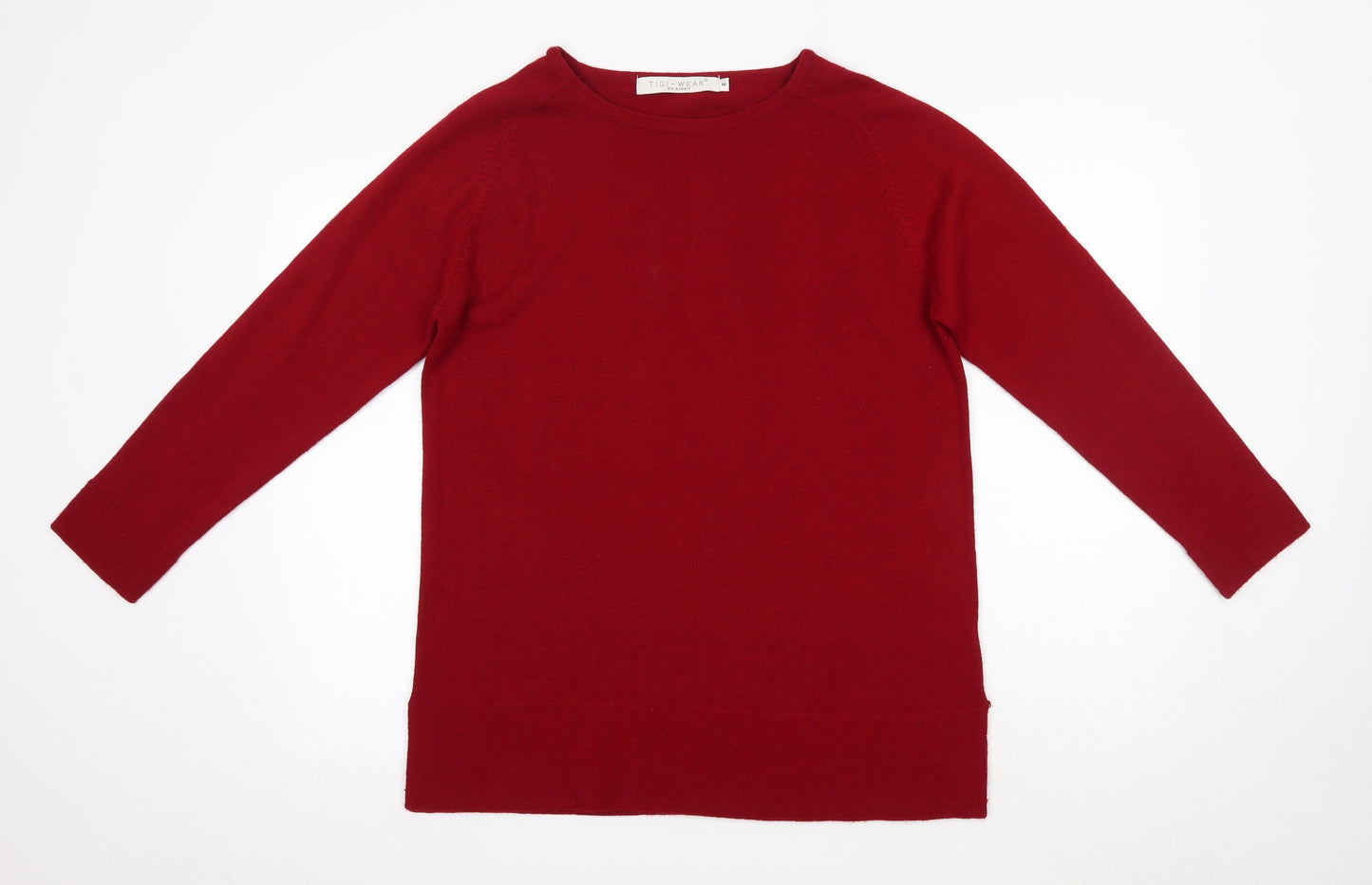 Tigi Wear Mens Red Round Neck  Acrylic Pullover Jumper Size M