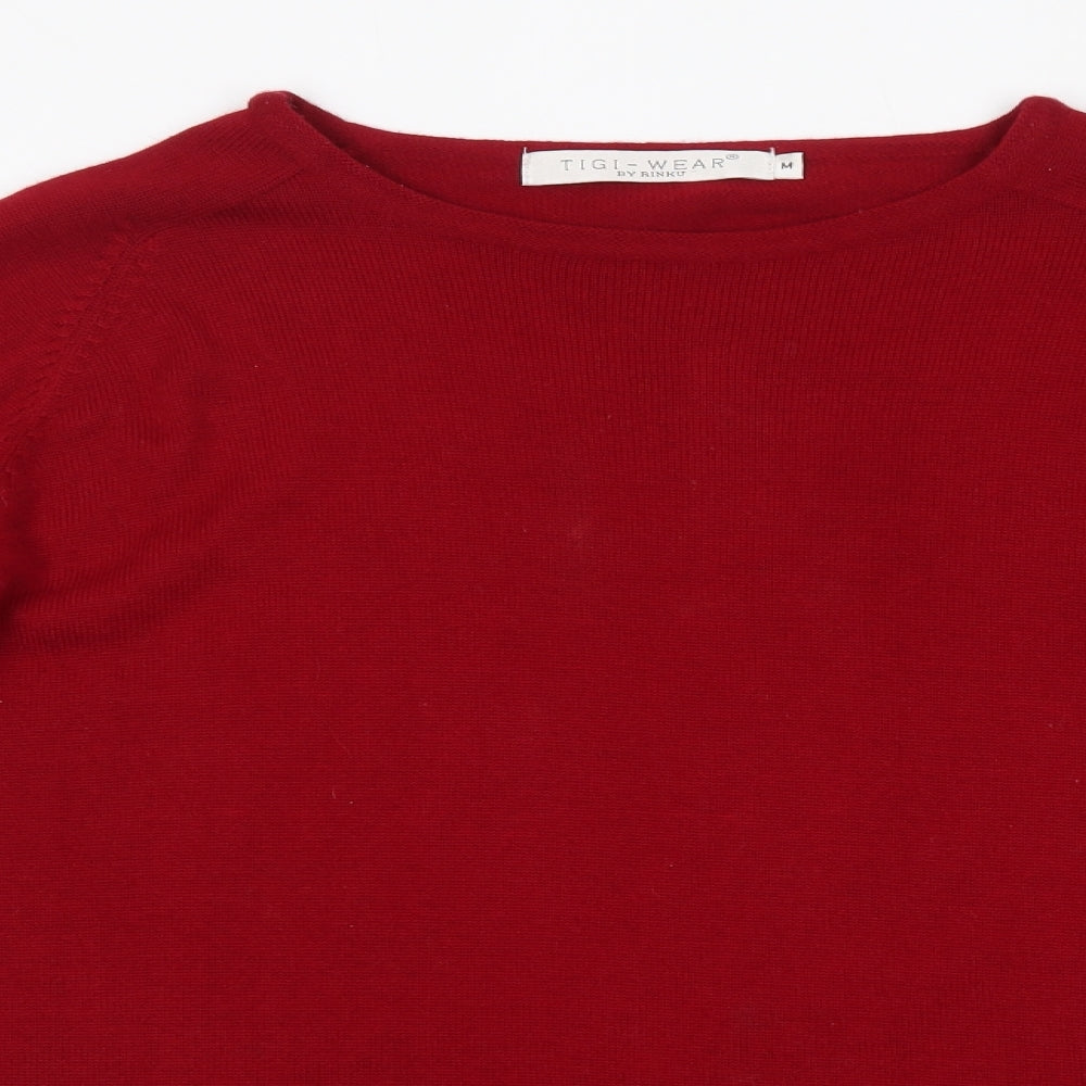 Tigi Wear Mens Red Round Neck  Acrylic Pullover Jumper Size M