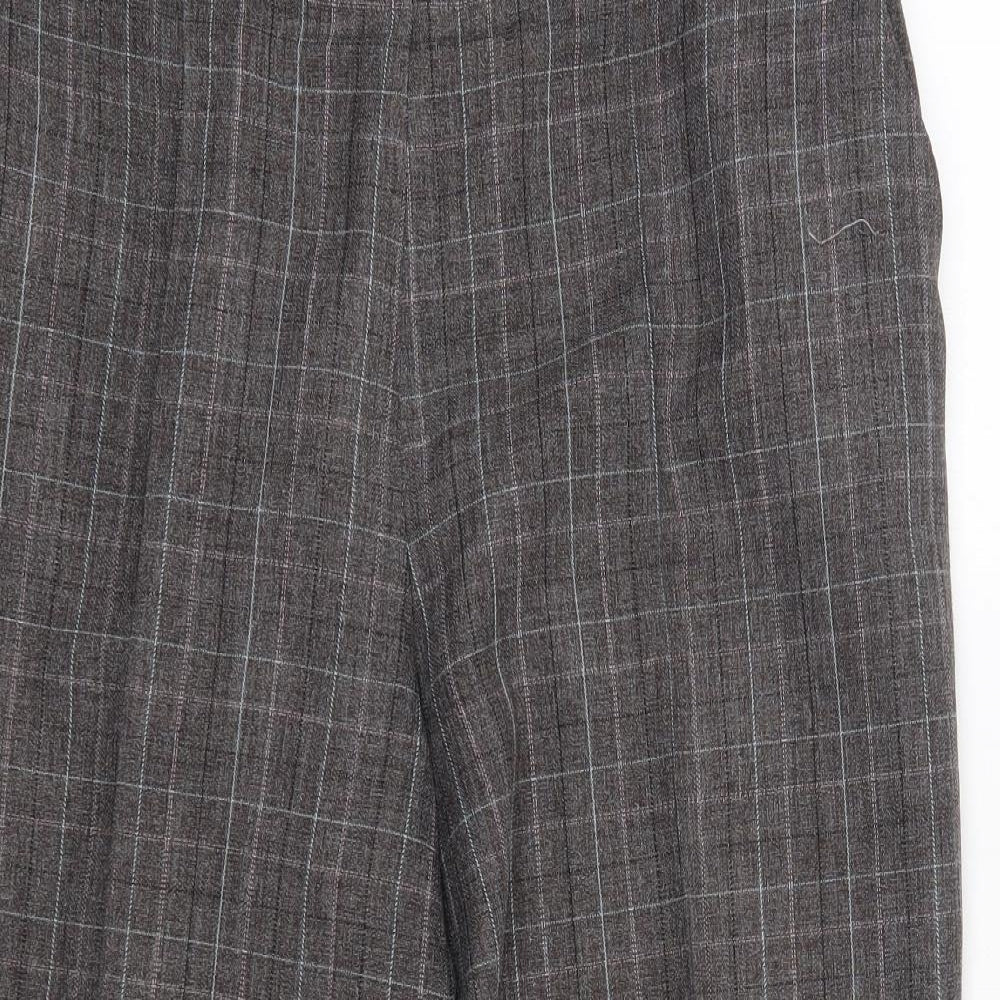 M&S Womens Grey Check Polyester Cropped Trousers Size 18 L21 in Regular