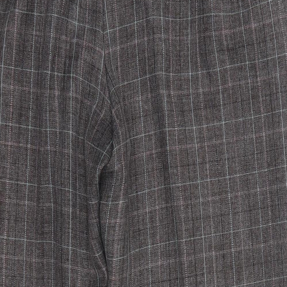 M&S Womens Grey Check Polyester Cropped Trousers Size 18 L21 in Regular
