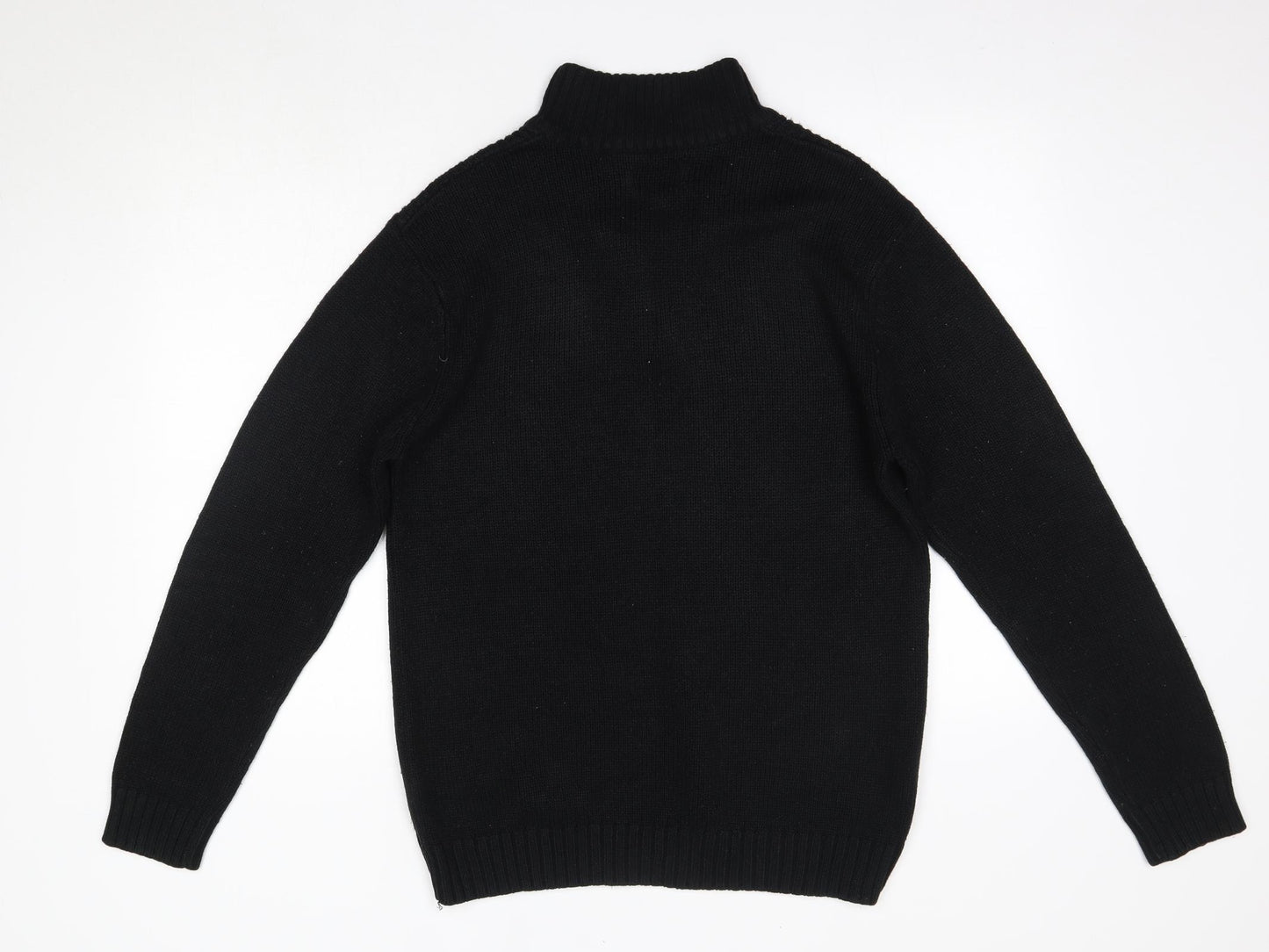 Pierre Cardin Mens Black High Neck  Acrylic Pullover Jumper Size L