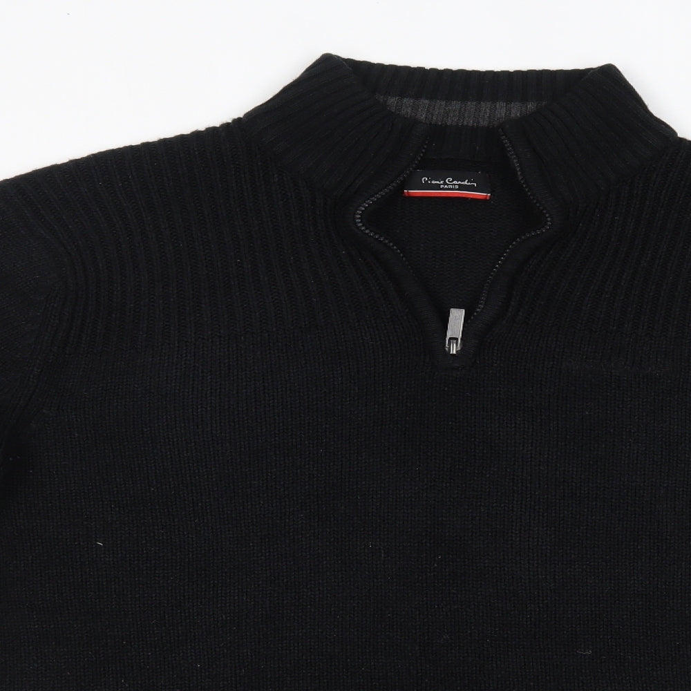 Pierre Cardin Mens Black High Neck  Acrylic Pullover Jumper Size L