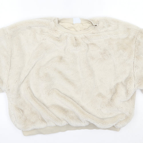 Zara Girls Ivory Round Neck  Polyester Pullover Jumper Size 11-12 Years